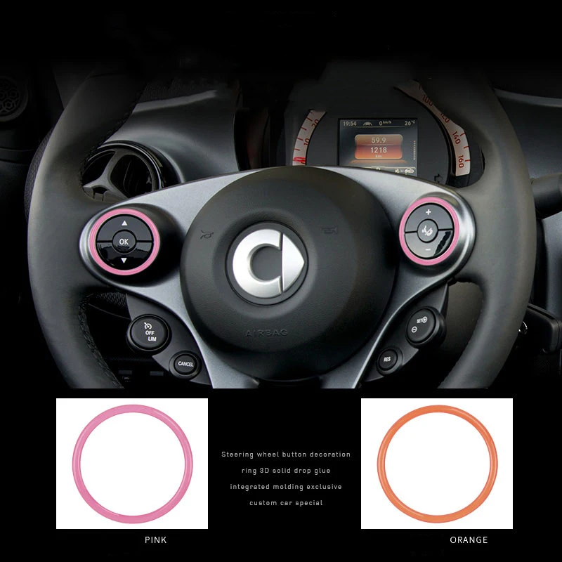 

Steering wheel logo modified stickers multimedia stereo stickers for Smart 451 453 fortwo forfour Car accessories