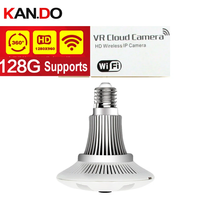 

32-128gb 2.0MP 360 Panorama Wifi IP Camera bulb light camera interphone Surveillance bulb cctv Camera P2P VR camera support 128G