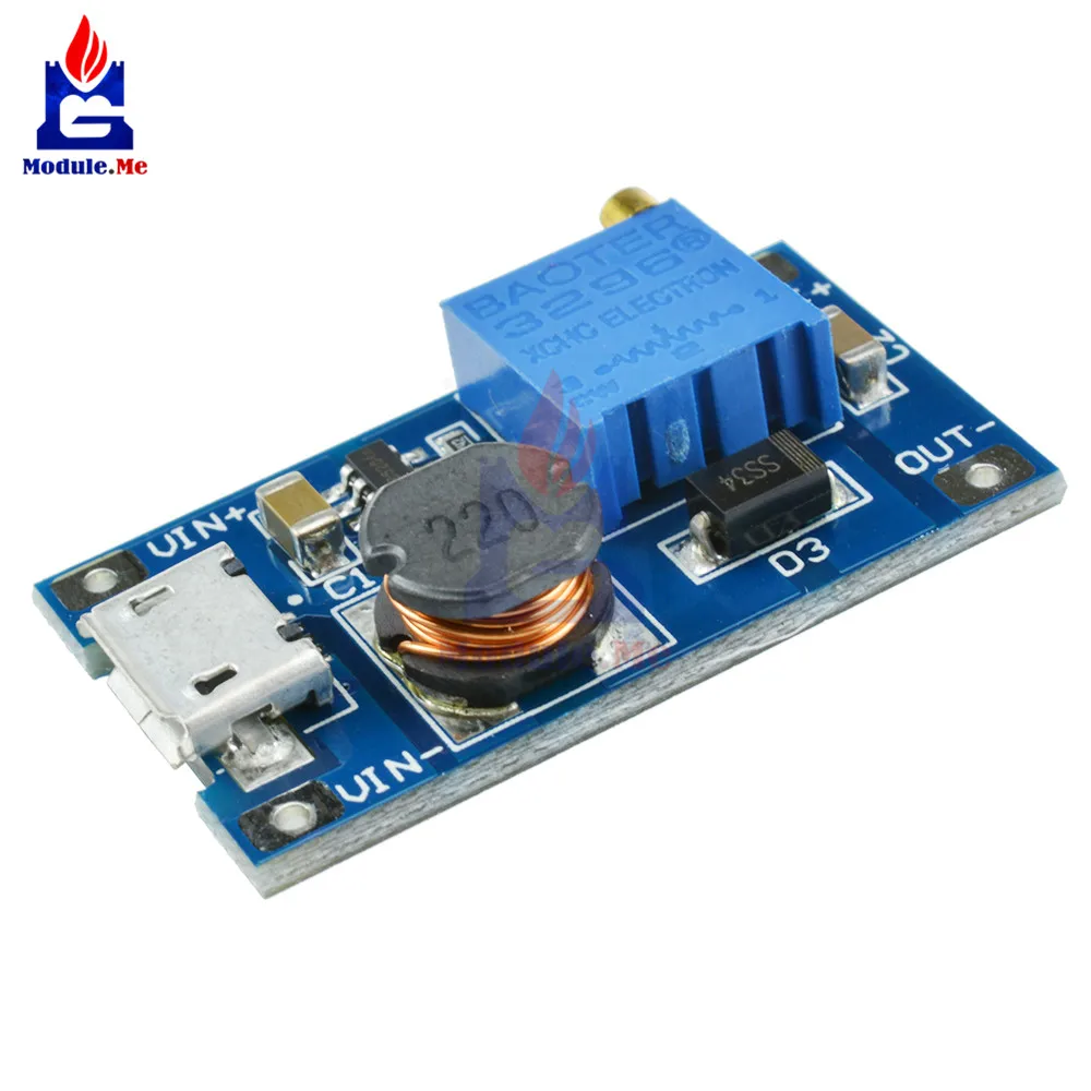 

5PCS MT3608 DC-DC Adjustable Boost Module 2A Boost Plate Step Up Module With Micro USB LM2577 Replace XL6009