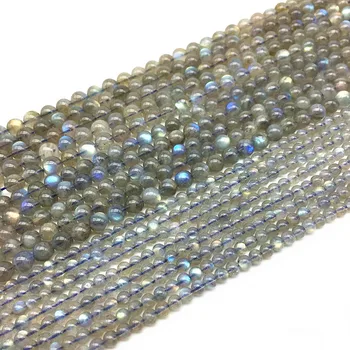 

BEADZTALK Natural Labradorite Stone Beads Round Smooth 4 mm 5 mm 6 mm 7 mm 8 mm A Quality Blue Light DIY For Making Jewelry