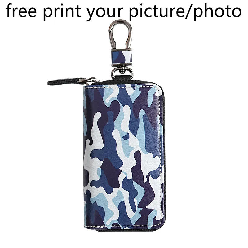 

genuine leather key wallet coin bag car key bag customized picture photo logo print personality creative home key storage bag