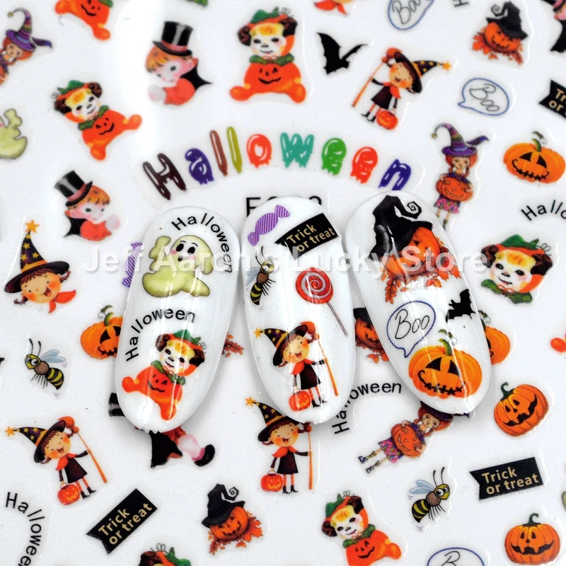 

4 sheets lot self-adhesive Halloween nail sticker decals for nail art decorations fake nails accessoires F251-260