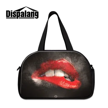 

Dispalang Womens Travel Luggage Bags Sexy Red Lips Travel Duffle Bags Ladies Travel Handbag Men Weekend Bags Large Big Trip Bag