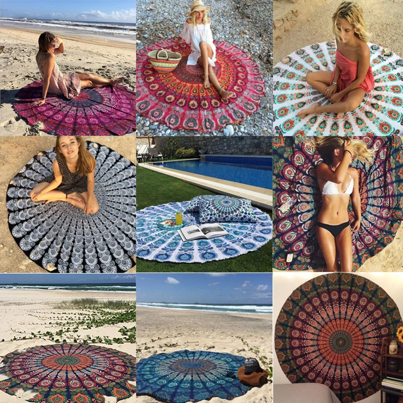 

2017 New Bohemian Indian Round Mandala Tapestry Wall Hanging Hippie Boho Beach Throw Towel Yoga Mat Hippy Gypsy Tablecloth Decor