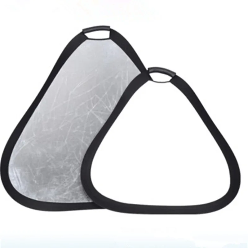 

30cm 2in1 White and Silver Collapsible Triangle Flash Reflector Panel for Photo Studio Photography Mini Flash Diffuser