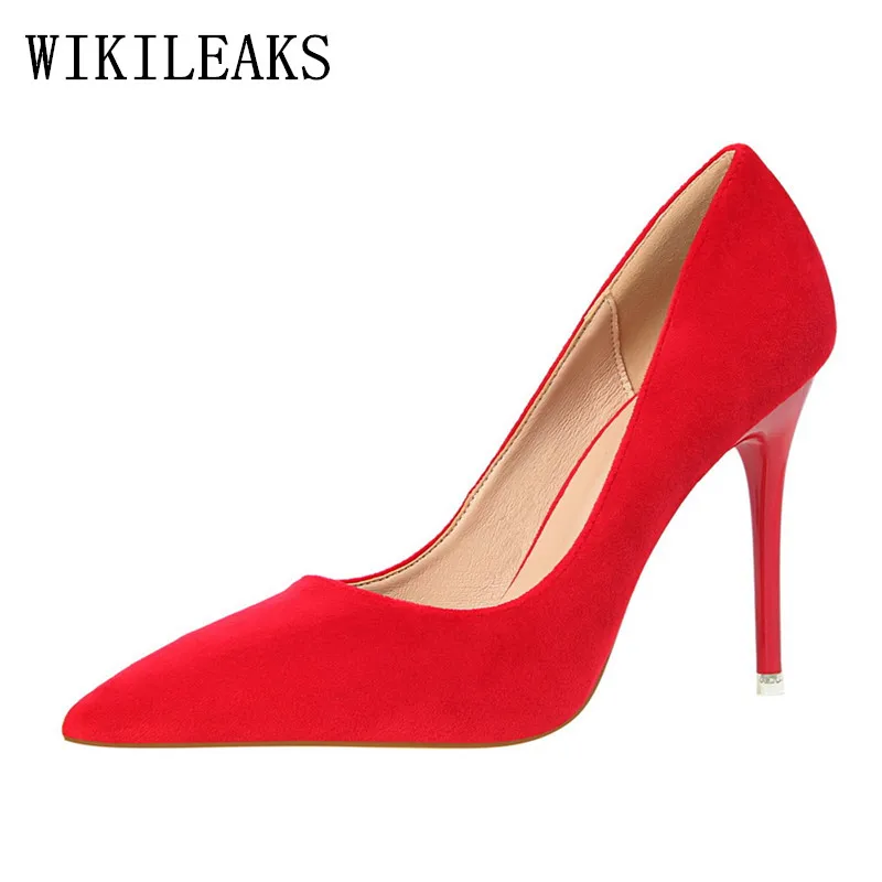 

flock pointed toe high heels women elegant shoes zapatos mujer wedding pumps designer shoes women luxury 2019 brand bigtree shoe