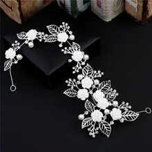 Два цвета ручной работы цветок головные уборы Свадебный ободок с жемчужинами и кристаллами повязки на голову для невесты аксессуары для волос ювелирные изделия H-077