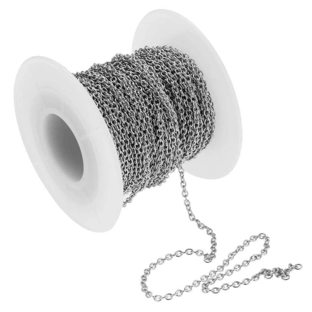 

13yd/12m Silver Stainless Steel Link Cable Chain DIY Necklace Bracelet Jewelry Making Accessories Bulk for Silver Chain Necklace
