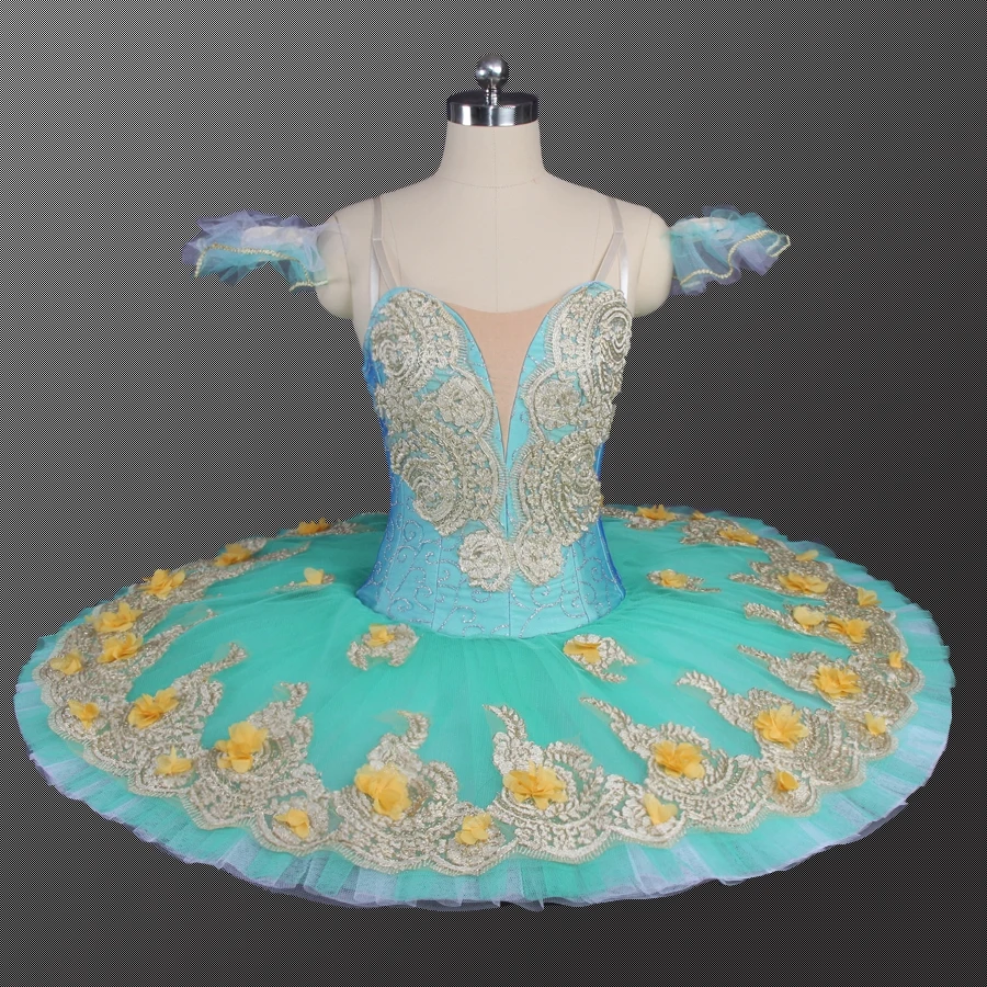 

Women Profesional Ballet Tutu Green Fairy Girls Coppelia Performance Stage Ballet Costume Pancake tutu For Child