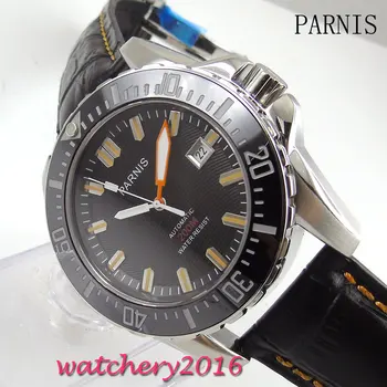 

43mm Parnis black Dial ceramic bezel Date window Sapphire Glass miyota Automatic Movement Men's Watch