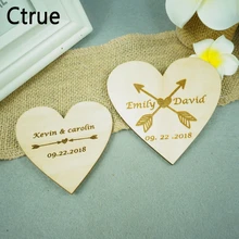 10 шт. персонализированное сохранить Дата деревянная свадьба сердце пользу DIY свадебный душ пользу Tagwooden Флора гирлянды свадебные теги