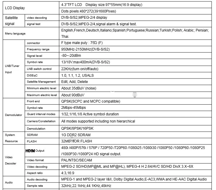 Kpt-255h спутниковый искатель Kpt-255h 4,3 дюймов Tft Led ручной satfinder DVB-S2 сигнал sat finder спутниковый измеритель WS-6908 DHL