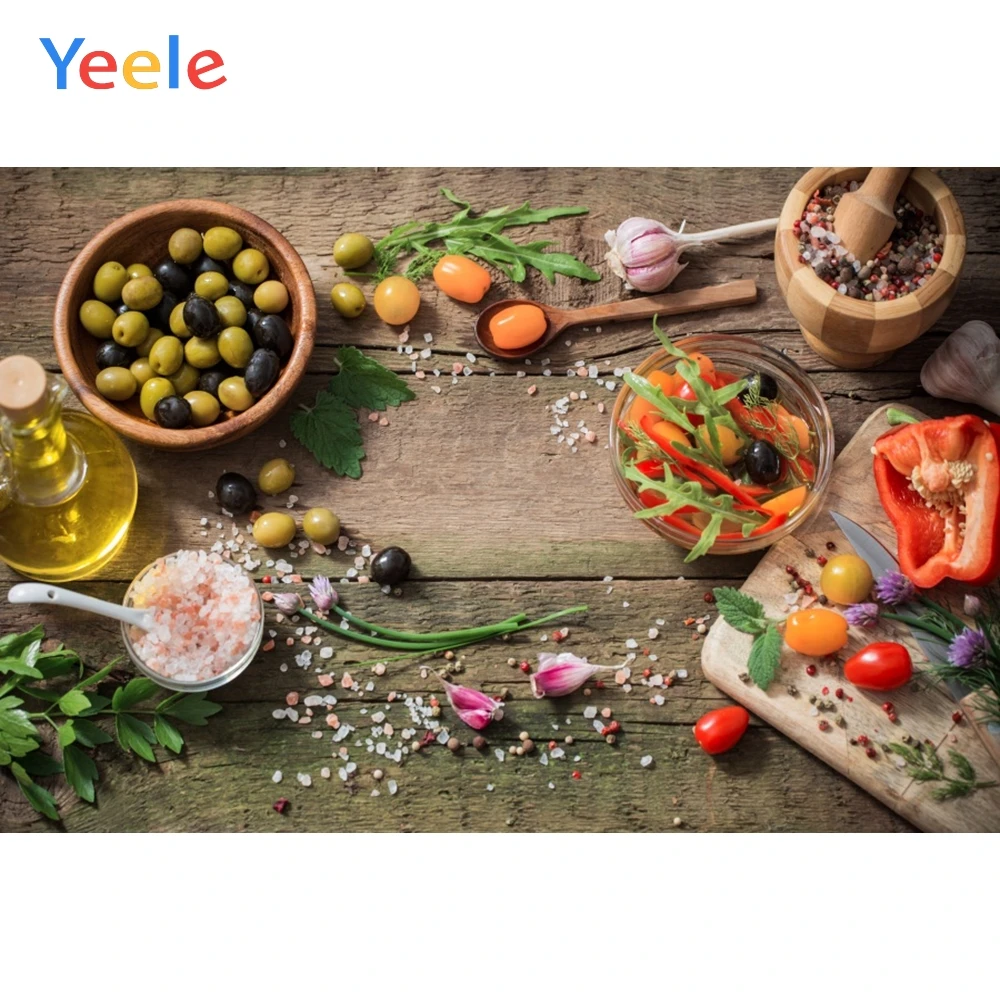 

Yeele Brown Wooden Food Backdrops Bowls Portrait Photography Background Customized Photographic Backdrop For Photo Studio