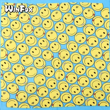 

Winfox Luxury 100% Cotton Yellow Smile Face Pattern Multi Functional Bandana Headband Head Wrap Neck Scarf Wristband Women