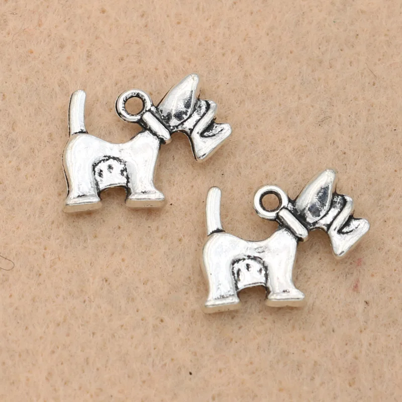 10pcs Tibetan Silver Plated Dogs Charm Pendants for Jewelry Making Craft Locket Charms 17x18mm