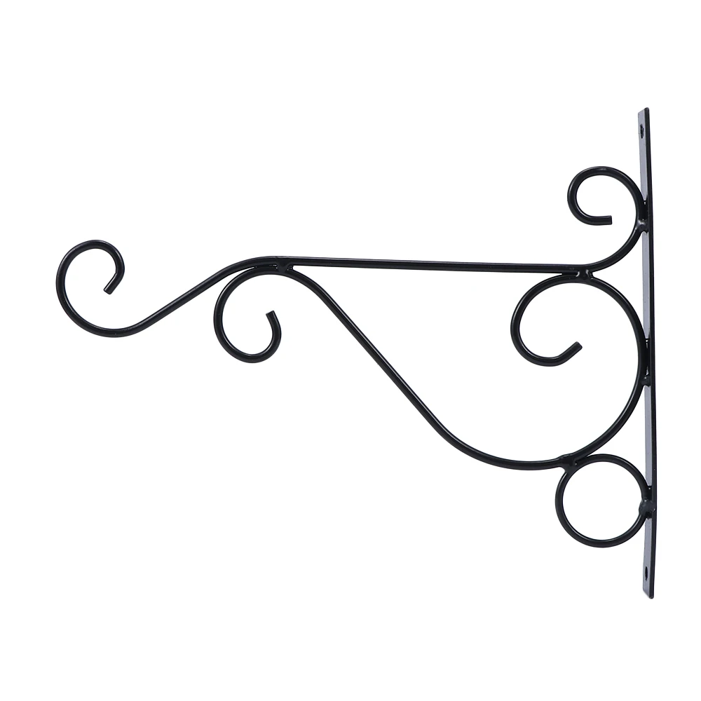 

1pc Iron Black Garden Wall Light Hanging Flower Plant Pot Bracket Hook Shelf Stand Holder Hanger Wall Decorative