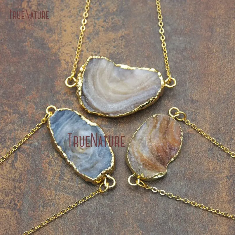 20180315-NM11137- Druzy Cluster Pure Gold Color Necklace Solar Agate Necklace_1