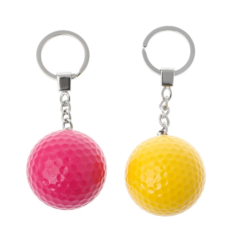 Key Chain Golf Ball Coloful Round Shape Key Ring Goal Sports Game