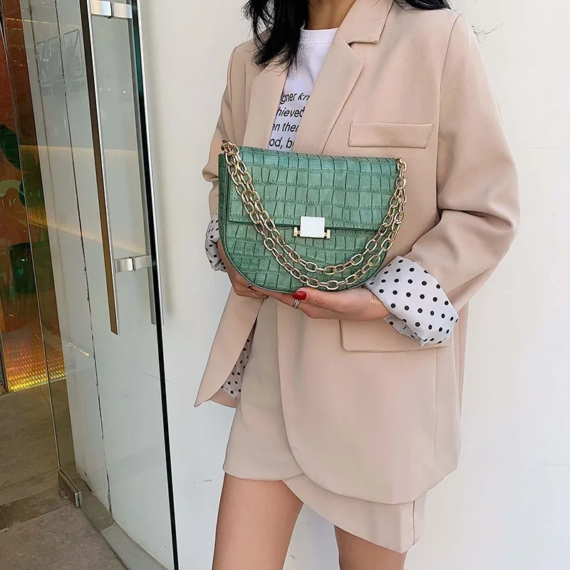 

Vintage Alligator Bags For Women 2019 Luxury Handbags Women Bags Designer Chain Saddle Bags Female Shoulder Messenger Bags Sac