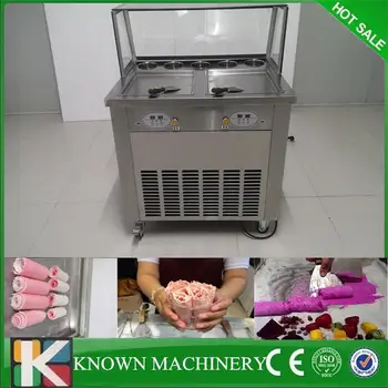 

304Stainless steel 2 pans with 5 cooling food tanks thailand fried ice cream roll machine