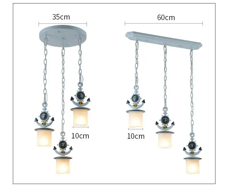 Средиземноморский стеклянный обеденный для комнаты, Подвесная лампа, креативный резиновый якорь, жилая висячие лампы для дома, контрактный ресторанный подвесной светильник