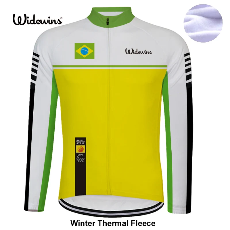 Флаг Бразилии Велоспорт Джерси куртка Одежда MTB горный велосипед флис термо длинный Джерси Зима ciclismo велосипедный жакет 6540