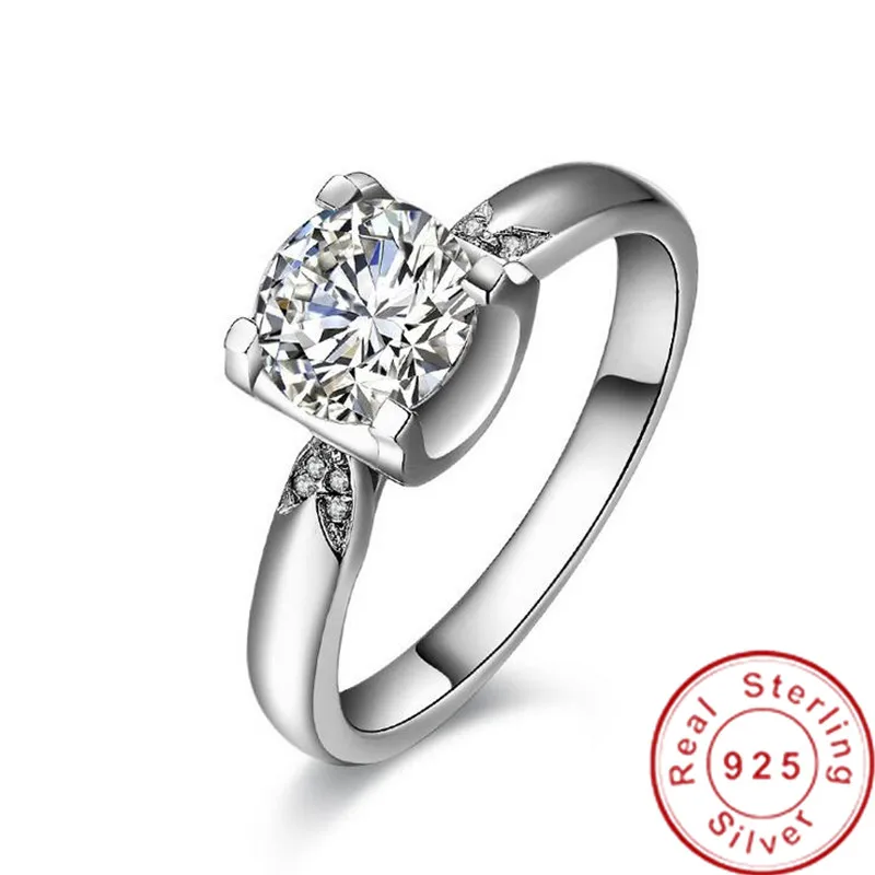 

Solitaire Ring Real 925 Sterling silver Sona cz Promise Engagement Wedding Band Rings for Women Bridal Party Finger Jewelry
