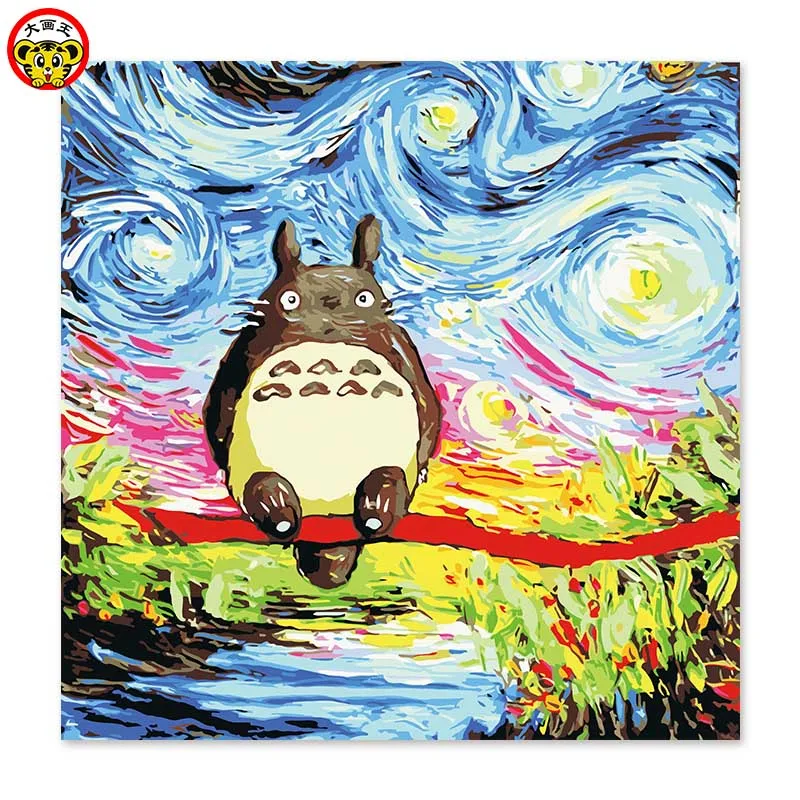 

painting by numbers art paint by number Digital Painting Starry Sky Abstraction Van Gogh Stars Miyazaki Totoro Perfect Combinati