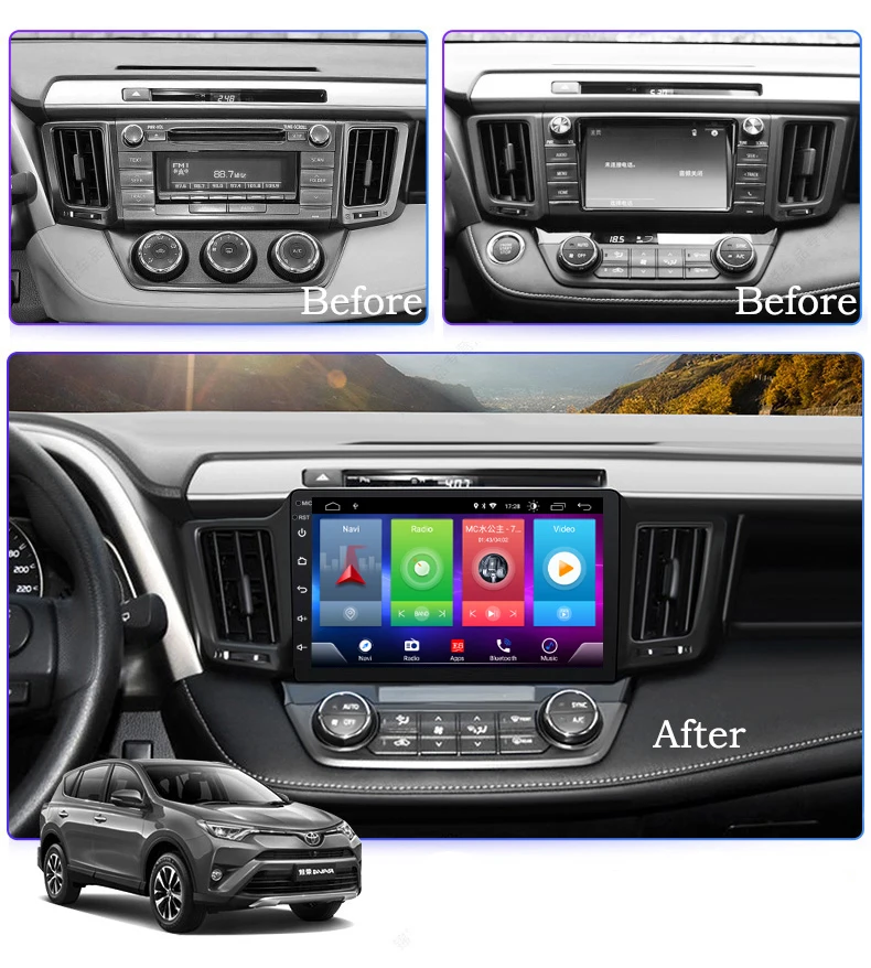 Excellent Full Touch Car Android 8.1 Radio Player For TOYOTA RAV4 2013-2018 Vehicle GPS Navigation Video Multimedia Built In Bluetooth 3