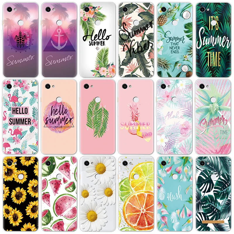 

Summer Leaves Flower Patterned Case For Google Pixel 2 XL Lovely Flamingo Soft Silicone Cover For Google Pixel 3 3a XL TPU Coque