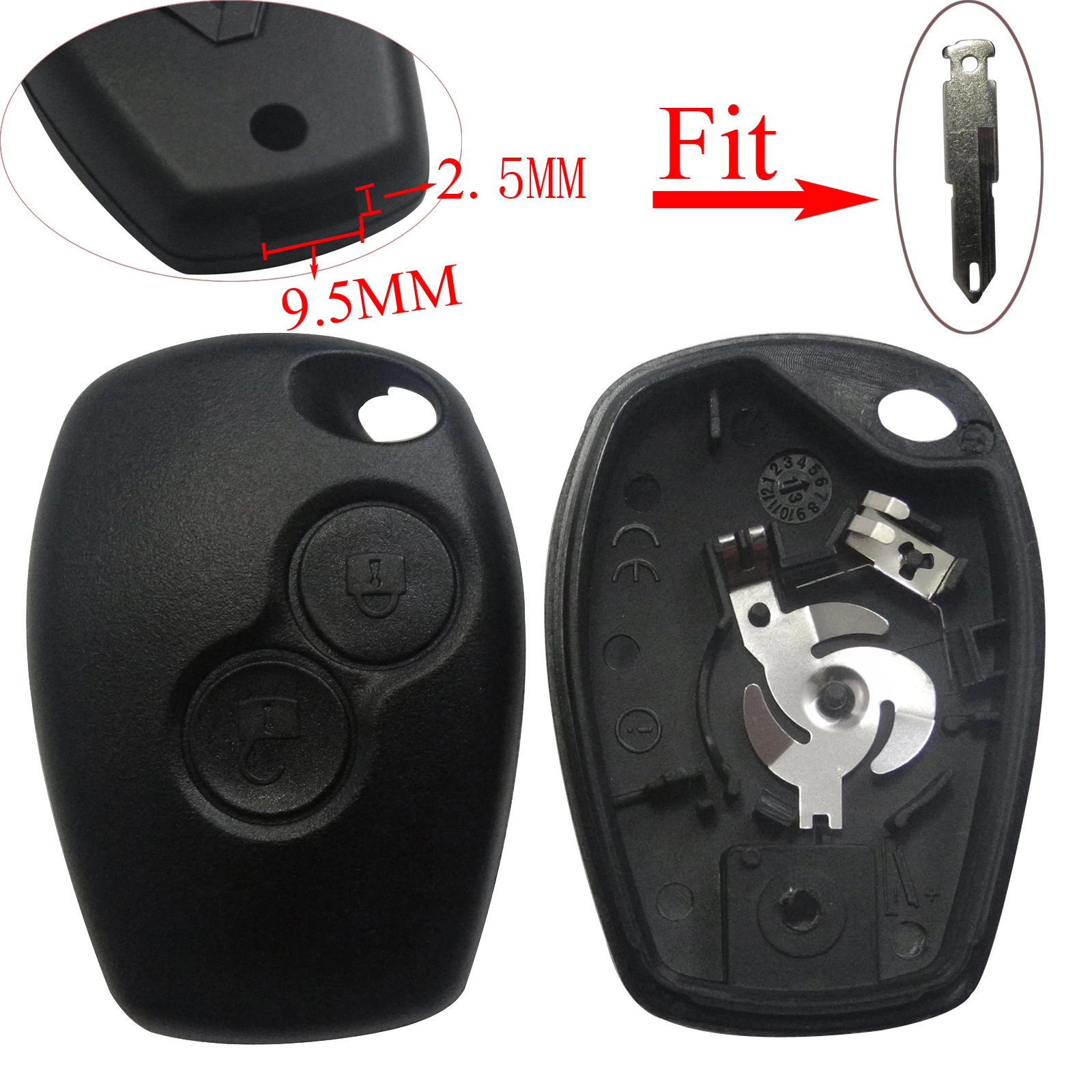 2 Buttons Remote Key Shell Case for Renault Megane Modus Espace Laguna Duster Logan DACIA Sandero Fluence Clio Kangoo No Logo