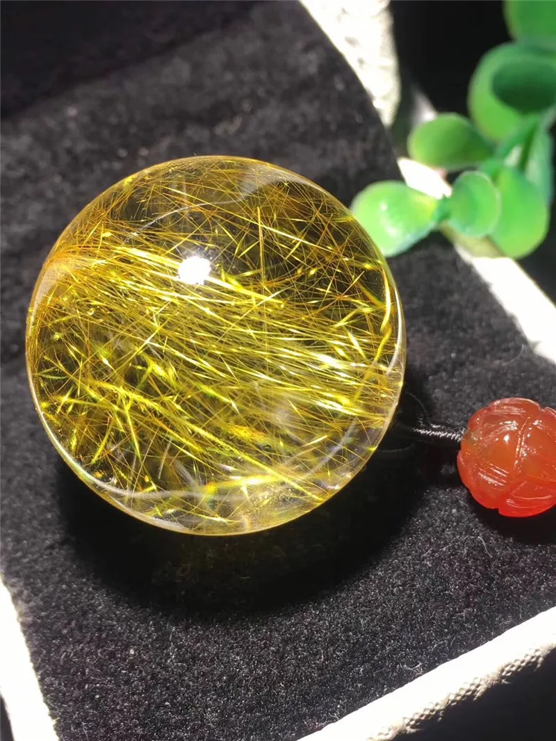 Natural Gold Rutilated Quartz Titanium Pendant (5)