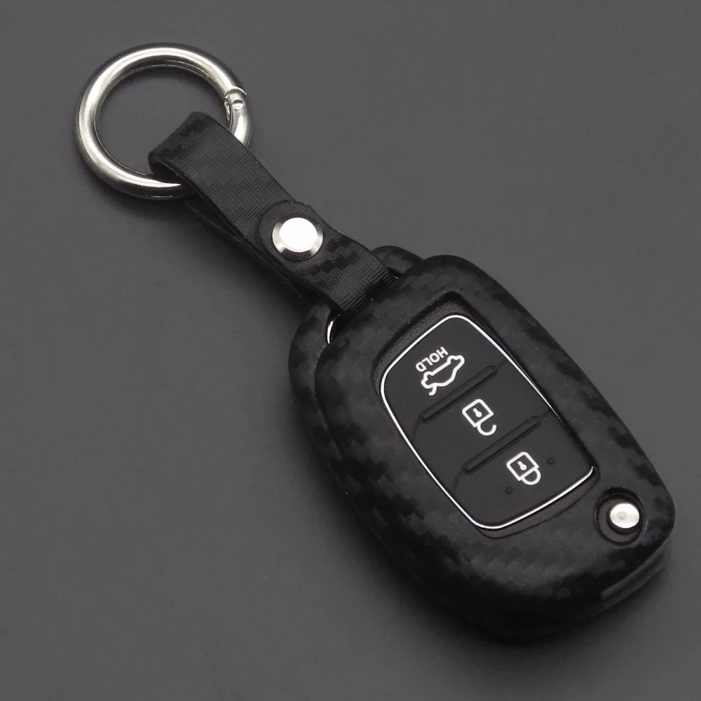 Carbon Fiber Silicone Key Case Key Cover keychain For Hyundai solaris Tucson Creta i10 i20 Elantra Verna