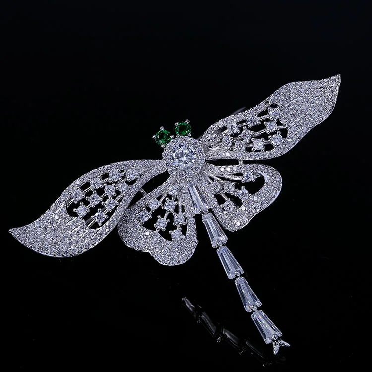

Fashion Luxurious Personality Jewelry Dragonfly Brooch Pin AAA Cubic Zircon Micro Paved Gift HR00140