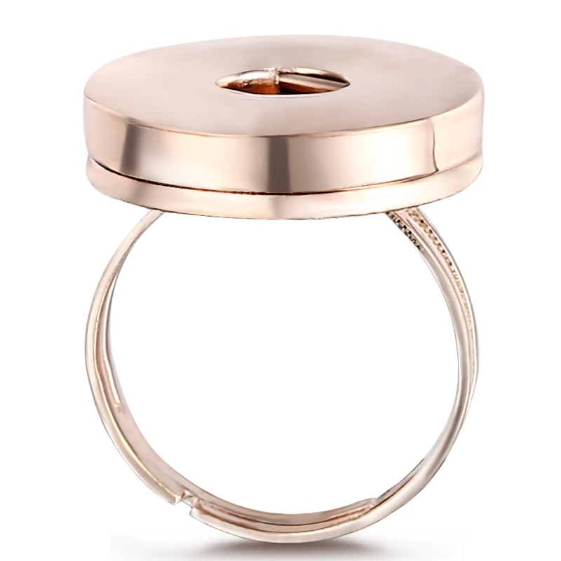 

New rose gold silver colors Snap Button Ring Jewelry Resizable Rose Gold Color 18mm Snap Button Rings for Women