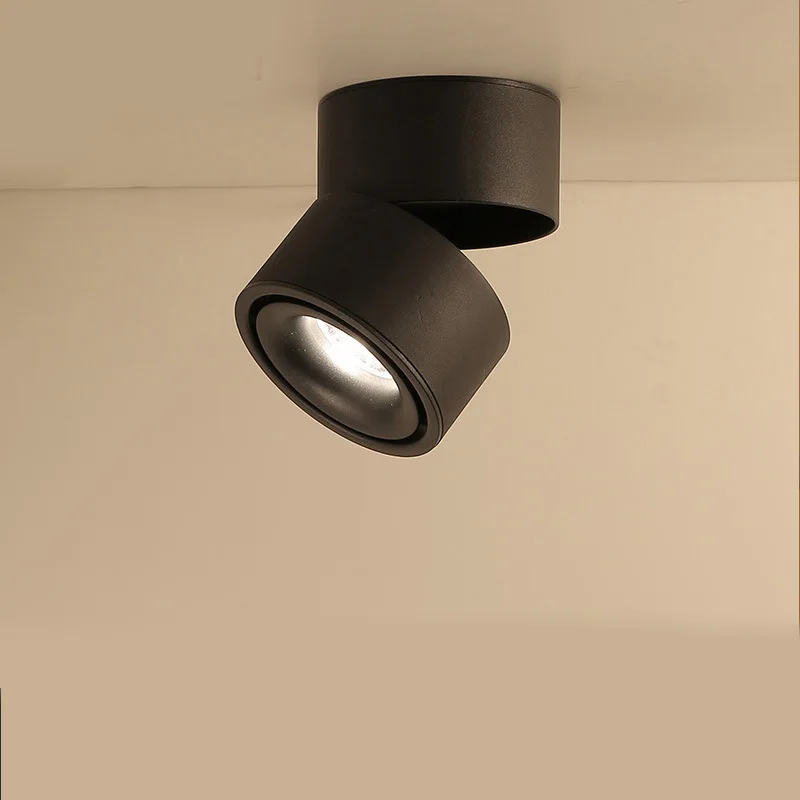 Surface Mounted LED Ceiling Lights Kitchen Fixtures COB Background Spot Lamp Angle Adjustable Black White Lampshade AC85-265V