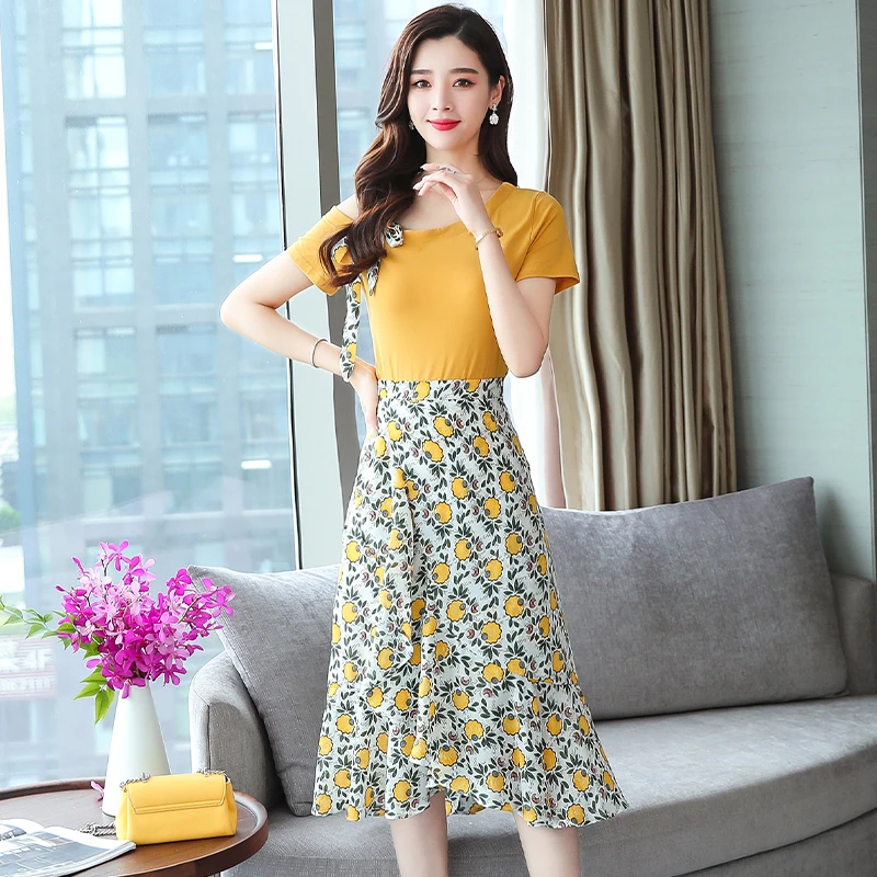 New Summer Women Long dress Popular Web Celebrity Outfit Dresses Yellow 8805 | Женская одежда
