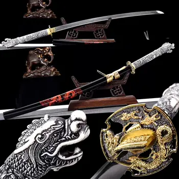 

Unique Strong Resin Dragon Handle Japanese Samurai Sword Katana Full Tang High Carbon Steel Sharp For Battle Handmade Knife