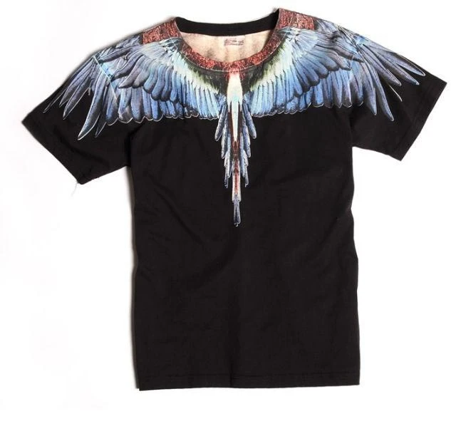 Quality London Eagle GIV MARCELO BURLON Shoulder Wings Feather Print T Shirt Male tee T-Shirt