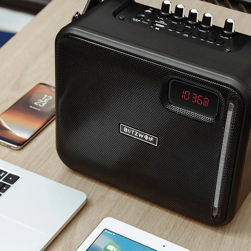 BlitzWolf bluetooth вечерние колонки для караоке V4.1 20 Вт 3600 мА/ч AUX in USB FM режим портативный