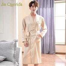 J& Q шелковый халат для мужчин модное мужское кимоно Santin халаты однотонные роскошные мужские халаты мужская с длинным рукавом банная одежда для сна Yukata сатин