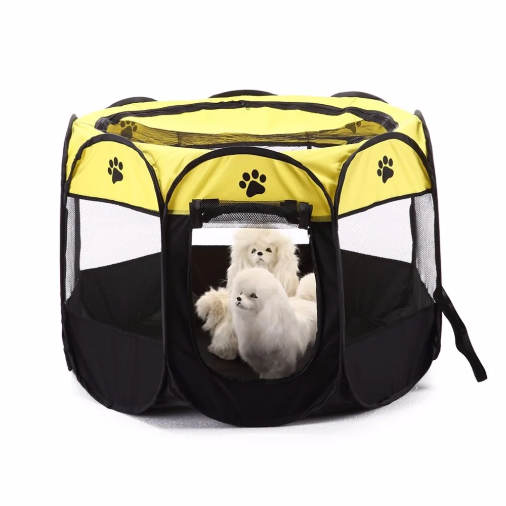 

8-side Foldable Design Breathabe Pets Dogs House Tent Easy Operation Octagonal Fence Pets Cage Outdoor Pets Accessories