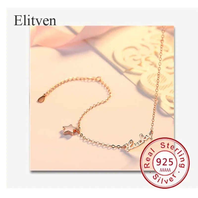Elitven Lucky Star ножной браслет Chian Настоящее серебро 925 проба Корея ювелирные изделия для женщин девочек Подарки День матери