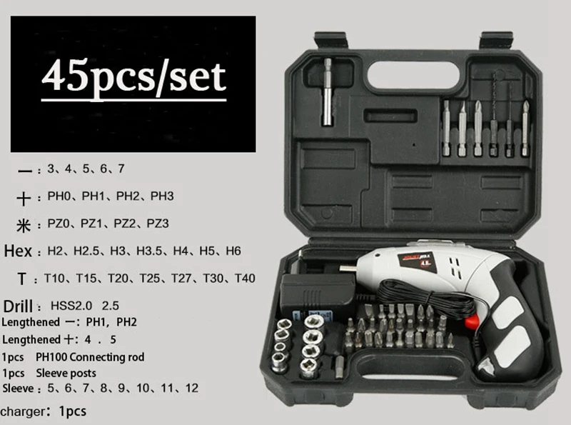 45 шт./компл. уникальный вращения 4.8 В Многофункциональный Перезаряжаемые ручной Шуруповёрты дома Аппаратные средства Мощность tool kit