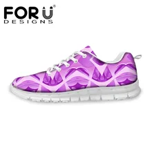 FORUDESIGNS/женская повседневная обувь с 3D принтом; разноцветная Осенняя женская обувь на плоской подошве; обувь из дышащей сетки