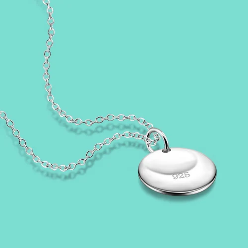 

925 sterling silver necklace women fashion contracted silver clavicle necklace Ms round card silver necklace pendant to a friend