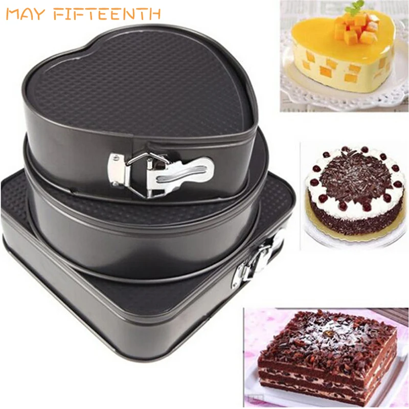 

Large Size Springform Pan Cake Tin/Mold Cake Mould Metal Non-stick Square/Round/Heart Shape Cakes Pan Cheesecake Mold 005