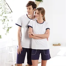 QIANXIU счастливая парная Пижама наборы летние свободные и простые шорты с коротким рукавом пижамы женщины могут носить Вне Хлопок Домашняя одежда