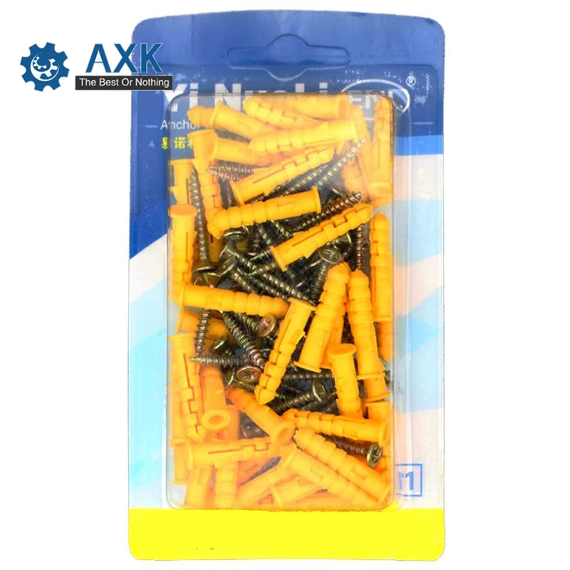 

Plastic Expansion Tube Pipe Self Tapping Wall Anchors Drilling Woodworking Plugs Plastic Expansion With Metal Screw kit