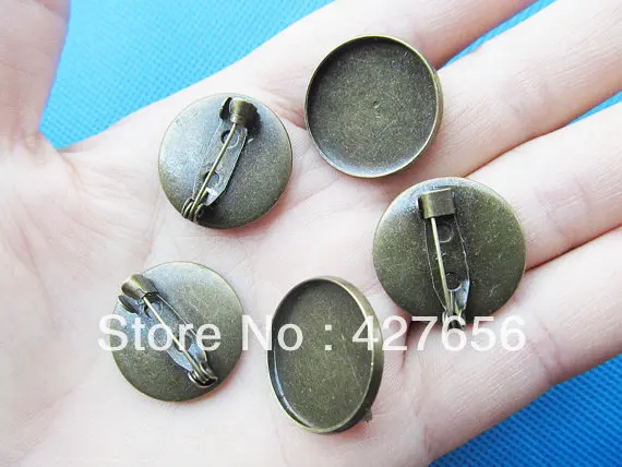 

10pcs Antique Bronze Blank Brooch/Breastpin Charm,Base Setting Tray Bezel,fit 20mm Round Cabochon,Clip Safety Pin/Brooch